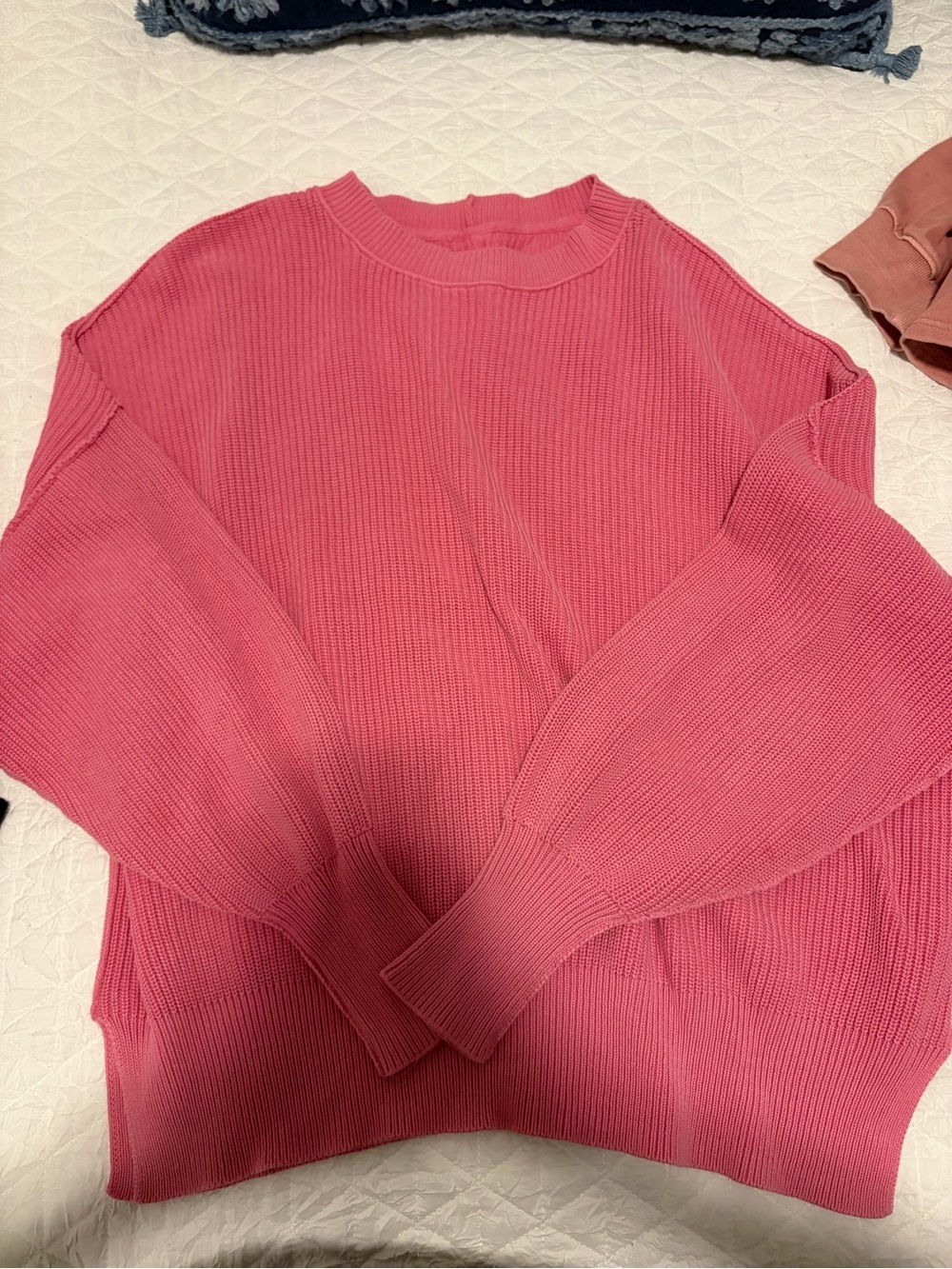 aerie Pink Ribbed Crewneck Sweater